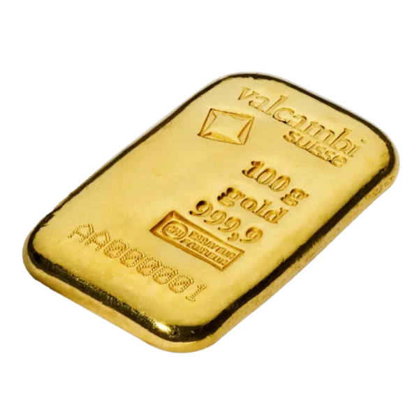 100g Gold Bar | Valcambi | Casted