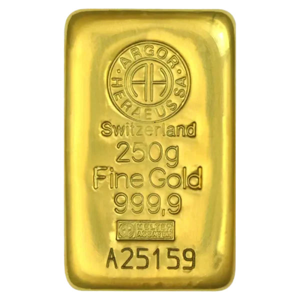 250g Gold Bar | Argor-Heraeus | Casted